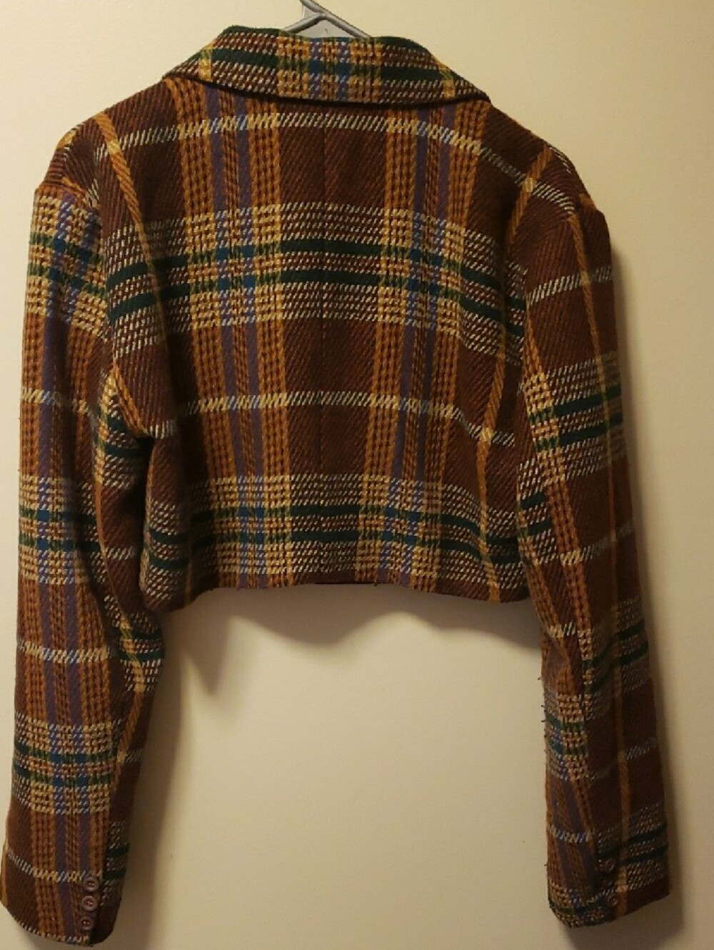 Cider Brown Multicolor Plaid Cropped Blazer And Mini Skirt - Picture 5 of 12